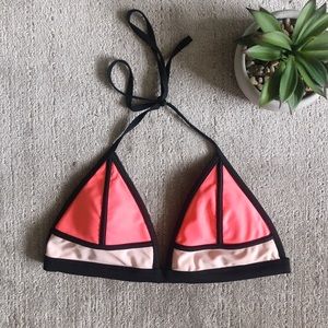 XHILARATION | Two-Toned Pink Triangle Bikini Top
